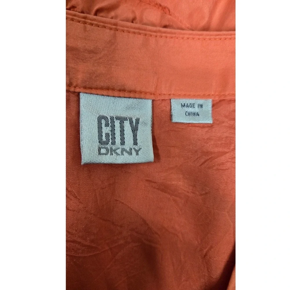 City DKNY Silk Tiered Midi‎ Skirt Coral Orange Ruffle Boho Women's Sz 10 VINTAGE